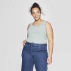 Women's Plus Size Sleeveless Scoop Neck Rib Racerback Tank Top - Universal Thread Green