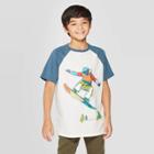 Petiteboys' Snowboarder Short Sleeve Raglan Graphic T-shirt - Cat & Jack White/blue