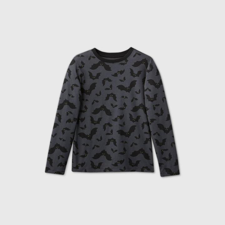 Boys' Halloween Long Sleeve 'bats' Graphic T-shirt - Cat & Jack Gray