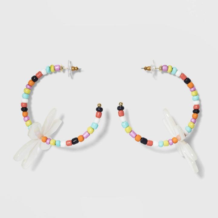 Sugarfix By Baublebar Blooms Beaded Hoop Earrings, Women's,