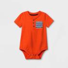 Baby Boys' Henley Pocket Short Sleeve Bodysuit - Cat & Jack Dark Orange Newborn