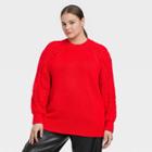 Women's Plus Size Crewneck Pullover Sweater - Who What Wear Red
