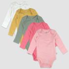 Honest Baby 5pk Organic Cotton Long Sleeve Bodysuit - Newborn, Nickel