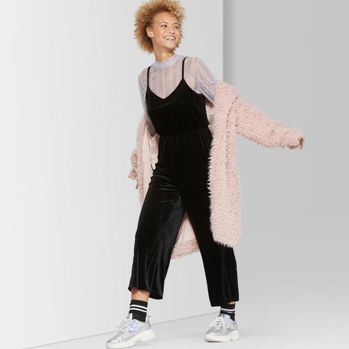 Women's Knit V-neck Jumpsuit - Wild Fable Black