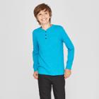 Boys' Long Sleeve Henley Shirt - Cat & Jack Turquoise