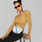 Women's Long Sleeve Puff Sleeve Square-neck Top - Wild Fable Yellow
