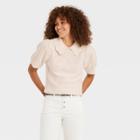 Women's Short Sleeve Crewneck T-shirt Sweater - Universal Thread Cream