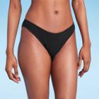 Women's Pucker Textured High Leg Cheeky Bikini Bottom - Wild Fable Black