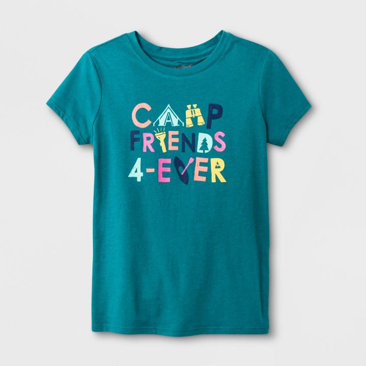 Girls' Short Sleeve Camp Friends Graphic T-shirt - Cat & Jack Teal