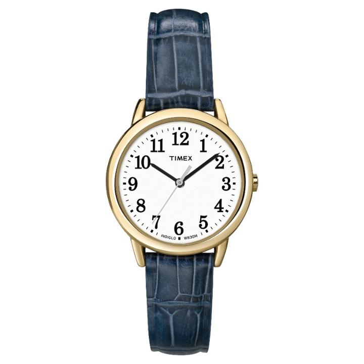 Women's Timex Watch With Blue Leather Strap  Gold Tone T2n954jt, Ultra