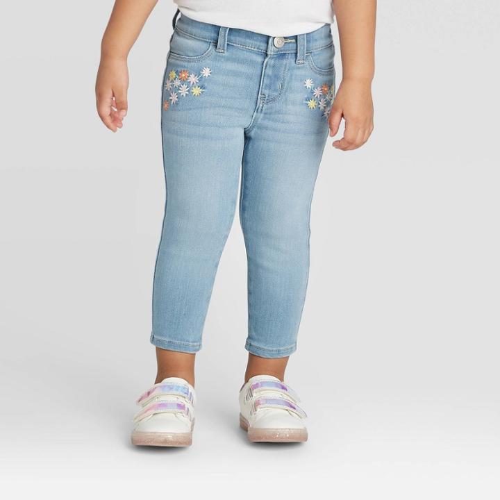Oshkosh B'gosh Toddler Girls' Floral Jeans - Blue 12m, Toddler Girl's