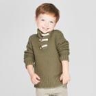 Toddler Boys' Mock Neck Toggle Sweater - Cat & Jack Green