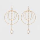 Three Rings And Faux-pearl Drop Earrings - A New Day Gold