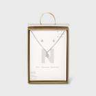 Silver Plated Cubic Zirconia Pave Initial Pendant Necklace And Earring Set - A New Day Initial N