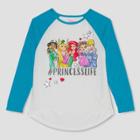 Plus Size Girls' Disney Princess Long Sleeve Raglan T-shirt - Ivory/blue