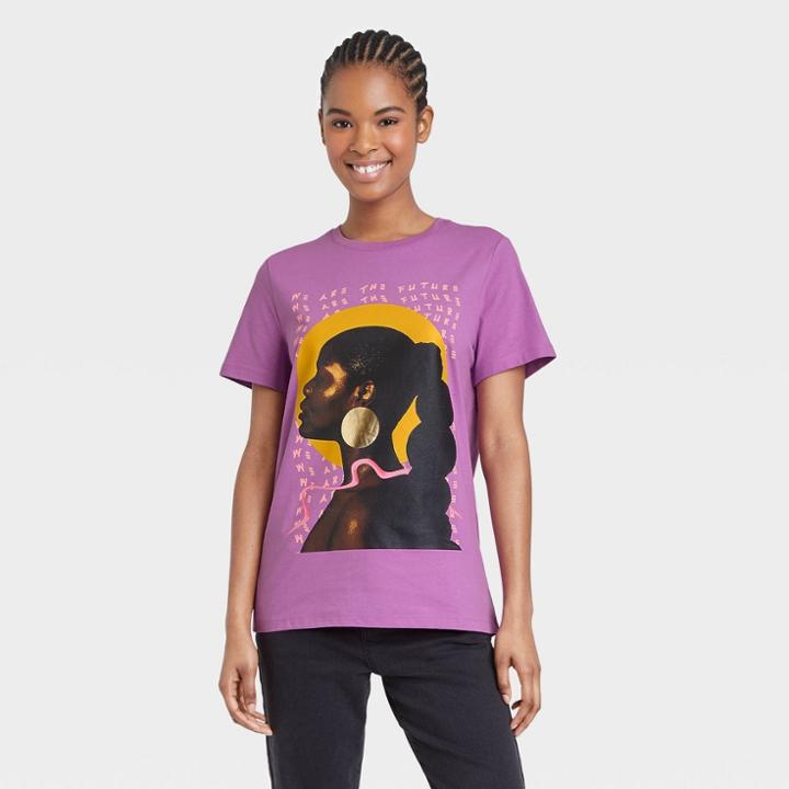 No Brand Black History Month Women's We Are The Future Short Sleeve T-shirt - Purple