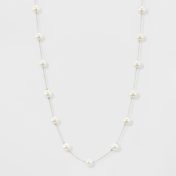 Target Women's Short Faux Pearl Chain Necklace -