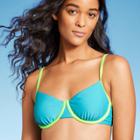 Women's Colorblock Underwire Bikini Top - Wild Fable Blue/green Xxs