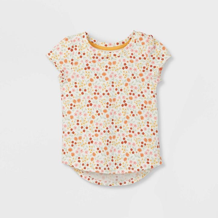Toddler Girls' Floral Short Sleeve T-shirt - Cat & Jack