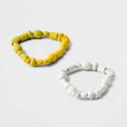 Mixed Abstract Color Block Beaded Bracelet Set 2pc - Universal Thread Yellow