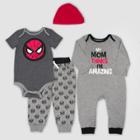 Baby Boys' 4pc Marvel Spider-man Set - Gray Newborn
