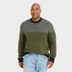 Men's Big & Tall Colorblock Pullover Sweater - Goodfellow & Co Olive