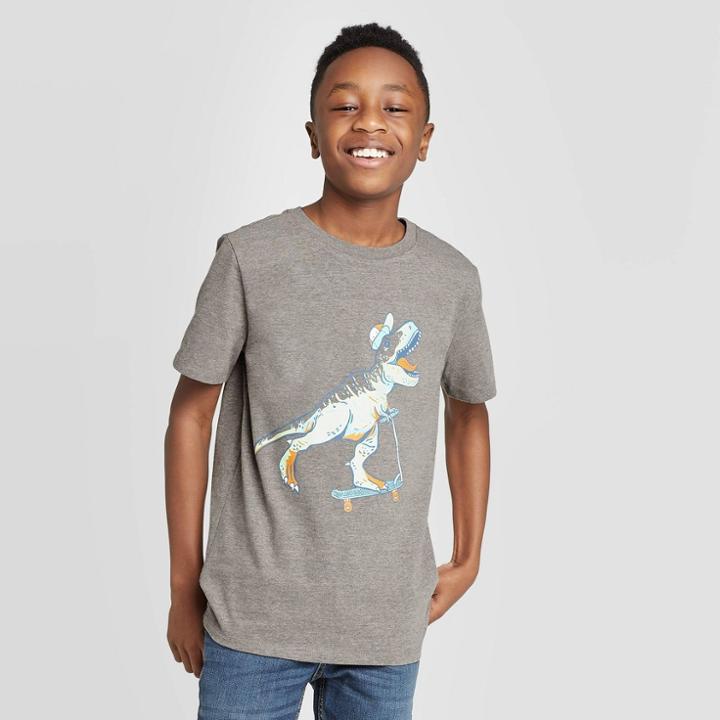 Boys' Dino On Scooter T-shirt - Cat & Jack Gray