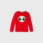 Girls' Long Sleeve Christmas Panda Graphic T-shirt - Cat & Jack Red