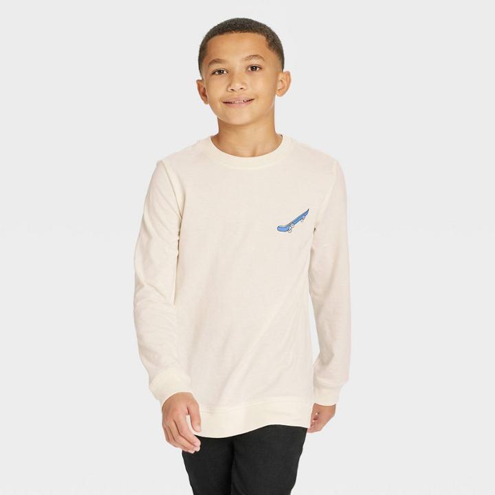 Boys' Interactive Long Sleeve Graphic T-shirt - Cat & Jack Cream
