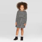 Toddler Girls' Long Sleeve Skater Dress - Cat & Jack Black/white