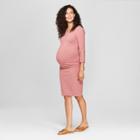 Maternity 3/4 Sleeve Shirred T-shirt Dress - Isabel Maternity By Ingrid & Isabel Rose Heather