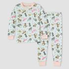 Burt's Bees Baby Toddler Girls' 2pc Farm Animals Organic Cotton Snug Fit Pajama Set -