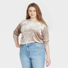 Women's Plus Size Long Sleeve Velvet Cropped Top - Ava & Viv Gray