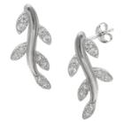 Distributed By Target Women's Vine Post Earrings With Clear Cubic Zirconia In Sterling Silver - Clear/gray
