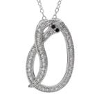 Journee Collection 3/8 Ct. T.w. Round-cut Cz Pave Set Snake Pendant Necklace In Sterling Silver -