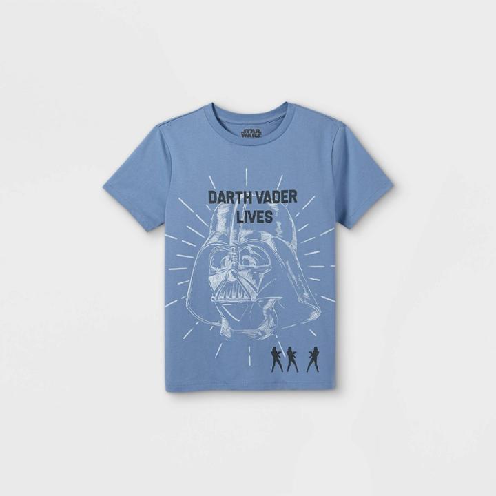 Boys' Star Wars Darth Vader Lives Short Sleeve Graphic T-shirt - Blue Xs - Disney