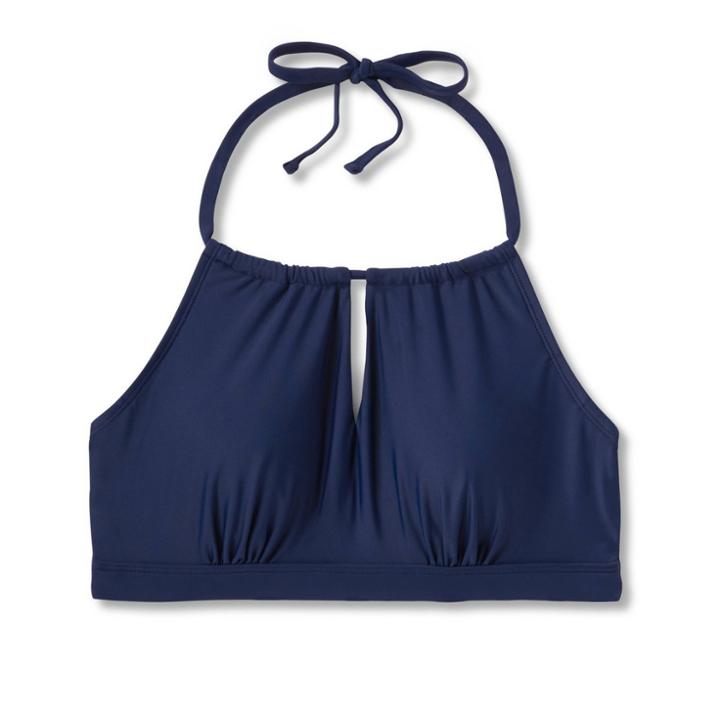 Women's Post Mastectomy High Neck Keyhole Bikini Top - Kona Sol Navy Blue