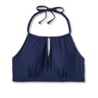 Women's Post Mastectomy High Neck Keyhole Bikini Top - Kona Sol Navy Blue