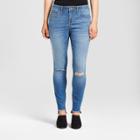 Women's Jeans Curvy Skinny Knee Slits Uneven Raw Hem - Mossimo