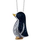 Target 120 Ct. T.w. Round-cut Blue And White Diamond Two-tone Penguin Pendant - White