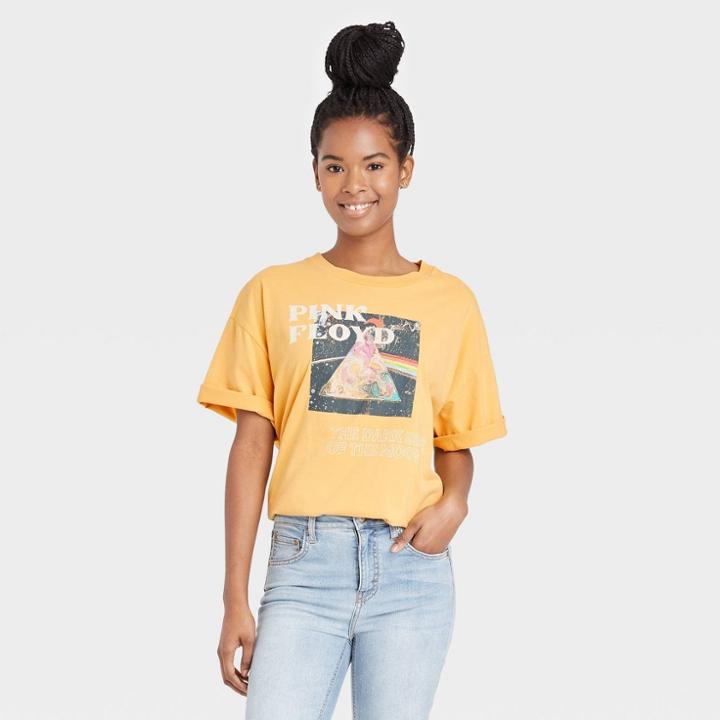 Women's Pink Floyd Oversized Short Sleeve Graphic T-shirt - Yellow