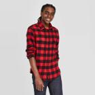 Mens Standard Fit Long Sleeve 2-pocket Flannel Button-down Shirt - Goodfellow & Co Red