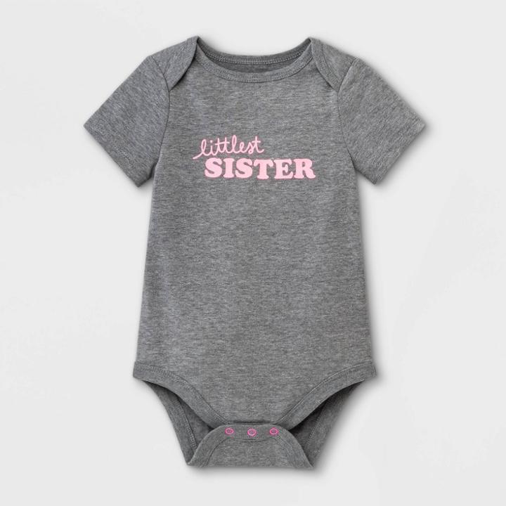 Baby Girls' 'sister' Short Sleeve Bodysuit - Cat & Jack Gray