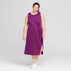 Women's Plus Size Knit Tank Sundress- Ava & Viv Purple X,