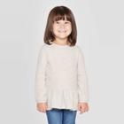 Toddler Girls' Cozy Waffle Knit Henley T-shirt - Cat & Jack Beige