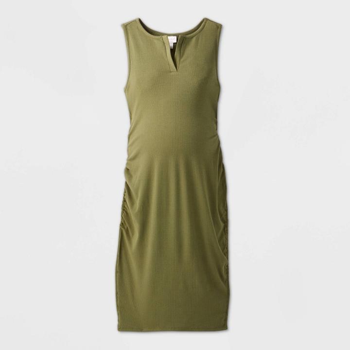 Maternity Sleeveless Rib T-shirt Dress - Isabel Maternity By Ingrid & Isabel Olive Tree Xs, Women's, Green Tree