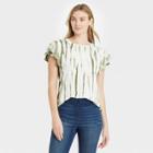 Women's Short Sleeve Lace Detail T-shirt - Knox Rose Olive