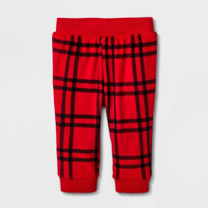 Baby Girls' Plaid Jogger Pants - Cat & Jack Red Newborn