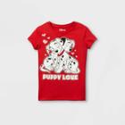 Girls' Disney 'puppy Love' Short Sleeve T-shirt - Red