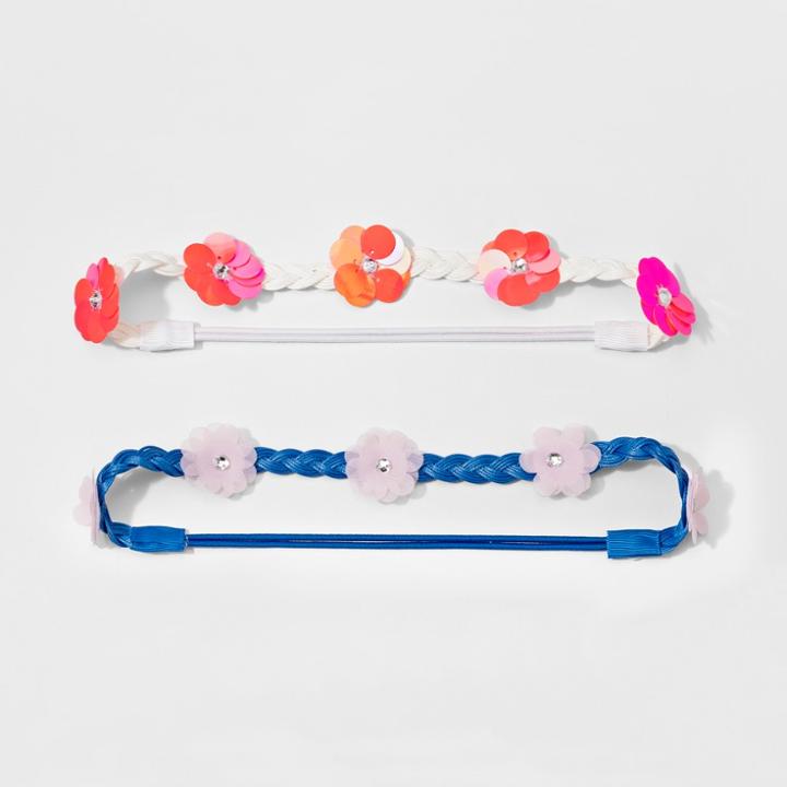 Girls' 2pc Braided Cord Head Wrap - Cat & Jack Blue